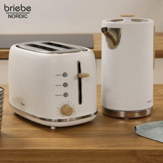 Set Petit-déjeuner Briebe SKT1167WHT Tostadora 2 Tranches Blanc + Bouilloire 1,7 L 2200W