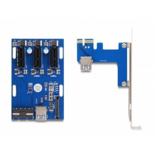 Delock Carte Riser DeLock 41442 PCIe x1 vers 3x PCIe x1 câble USB 50 cm SATA