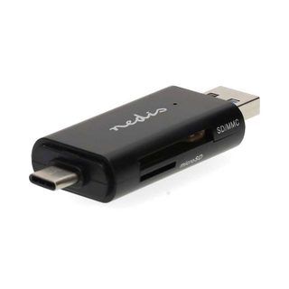 Lecteur de cartes Nedis CRDRU2110BK USB/USB-C compact double connectivité