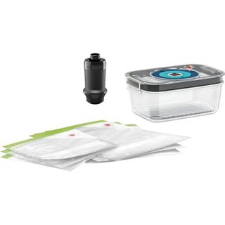 Bosch Kit pour mise sous vide - MSEV6FS1 - Boîte sous vide avec bac 1 L - 3 sacs de 1,2 L + 3 sacs de congélation (3,8 L)