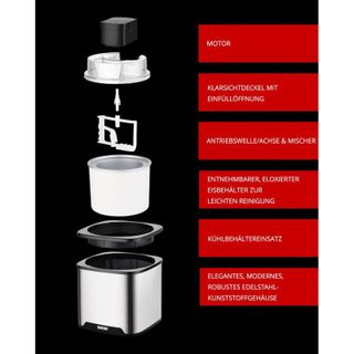 Sorbetière Unold 48855 1,5 L LCD Acier inoxydable Noir Bol amovible
