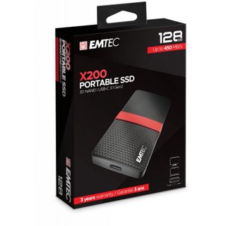 Emtec Disque Dur EMTEC X200 128GB SSD USB Type-C 450MB/s Résistant aux chocs