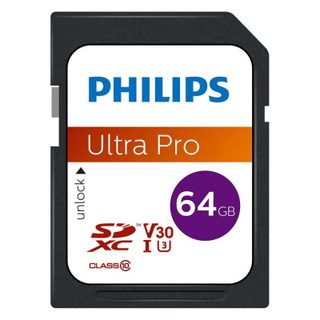 Carte SD Philips FM64SD65B 64GB SDXC UHS-I U3 V30 Class 10 Noir