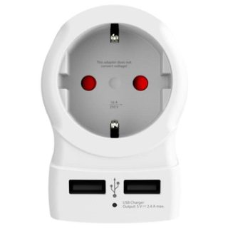 Multiprise Skross 1500280 1 Prise Type G 2 USB-A Adaptateur Europe vers UK