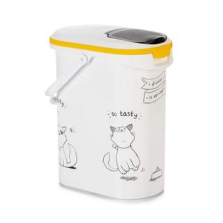 Curver Conteneur de nourriture Le Diner est servi - 4 kg - 10 L - Blanc et noir - Pour chat