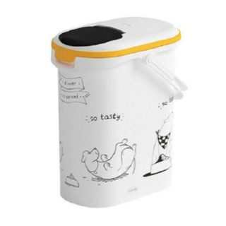 Curver Conteneur de nourriture Le Diner est servi - 4 kg - 10 L - Blanc et noir - Pour chien
