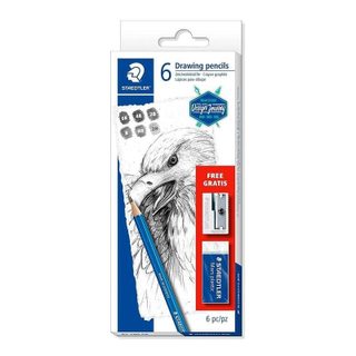 Staedtler Lapins de Dessin Mars Lumograph - Caisse de 6 Pièces avec Gomme et Taille-Crayon