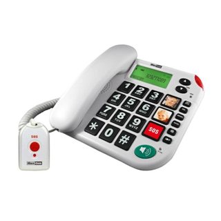 Téléphone analogique MaxCom KXT481 SOS Blanc avec haut-parleur et identificateur d'appels