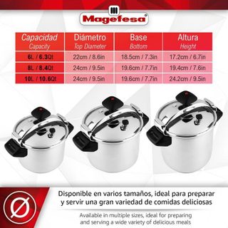 Olla a presión Magefesa Inoxtar 6L acier inoxydable induction