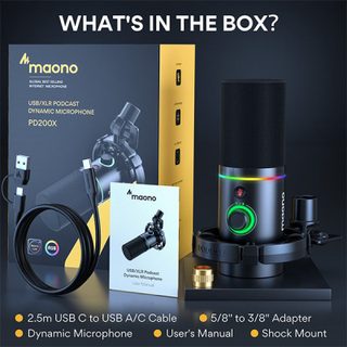 Maono PD200x dynamique XLR avec contrôle volume et éclairage RGB