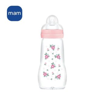 MAM Biberon en verre 260 ml Rose Tétine Silicone SkinSoft Taille 2