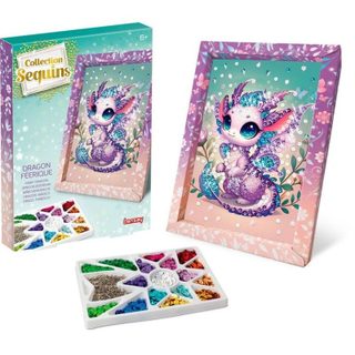 Kit de Loisirs Créatifs Lansay Collection Sequins Féérique Dragon Fée Base Polystyrène
