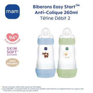 MAM Biberon Easy Start Anti-Colic 260ml Pack 2 Silicone Ocean