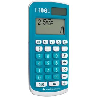 Texas Instruments Calculatrice TI-106 II Bleu 2 Lignes Solaire/Batterie