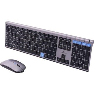 Clavier Bluestork Grapheme Slim Azerty Métallique Silencieux Sans Fil avec Souris Ambidextre