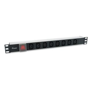Multiprise Equip 333310 8 prises avec interrupteur câble 1,8 m aluminium noir
