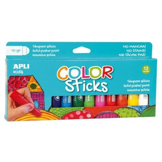 Témperas Sólides Color Sticks APLI Kids 14228 Pack 12 Unidades 10 g