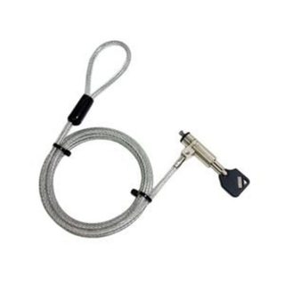 Câble antivol DLH DY-CS4112 pour portables Dell avec encoche Wedge, 1,8 m, clé, argent