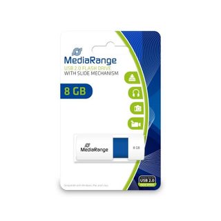 Clé USB MediaRange MR971 8GB USB 2.0 coulissante bleu blanc