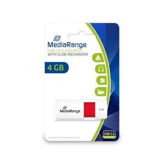 Clé USB MediaRange MR970 4 GB Glissière Rouge Blanc USB 2.0