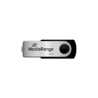Clé USB MediaRange MR913 128 Go USB 2.0 Type A Pivotante Noir Argent