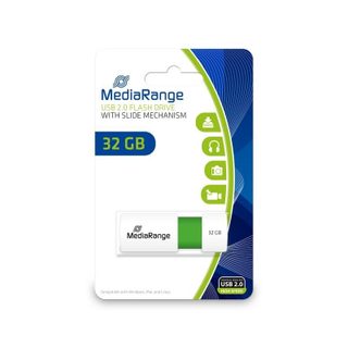 Clé USB MediaRange MR973 32 Go USB 2.0 coulissante verte et blanche