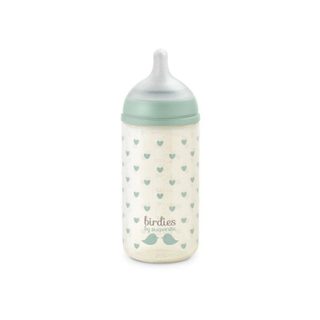 Biberon Suavinex Birdies 240ml Verre Tétine SX Pro S Débit Lent Vert