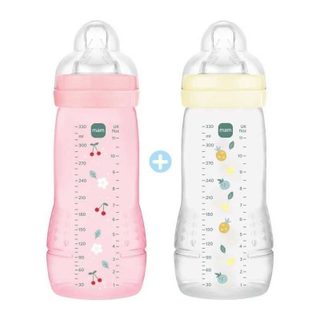 MAM Biberon Easy Active Coloré - 330ml - Berry + Pearl - Tétine Débit X - X2