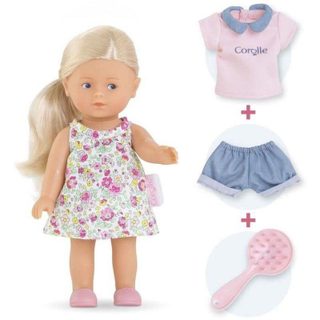 Poupée Corolle Mini Monde Rosy 20 cm Coffret Cadeau avec Brosse et Vêtements