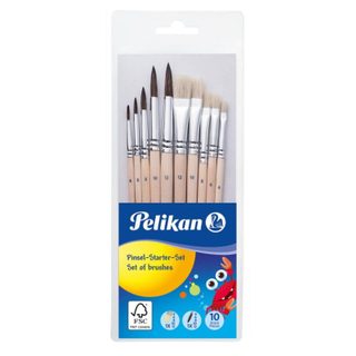 Lot de 10 Pinceaux Pelikan en Poil de Poney pour Beaux-Arts