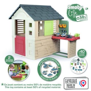 Smoby Maisonnette Life Nature avec atelier et 39 accessoires - Dès 2 ans
