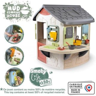 Smoby Life - Mud Cooking House - Fabriquée en France - Matière Recyclée - 16 accessoires - Dès 2 ans