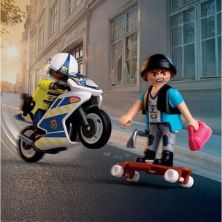 Jouet Playmobil City Action 72079 Persecution Moto Police 17 Pièces