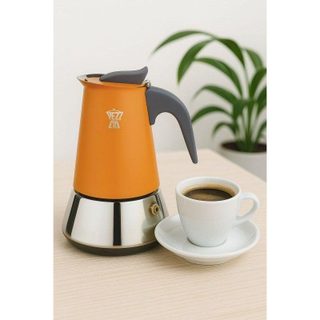 Cafetière italienne Pezzetti Steelexpress 2 tasses acier inox orange induction