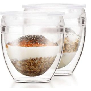 Bodum Set 2 gobelets - Pavina To Go - Double paroi plastique - Couvercle hermétique - 20 cl