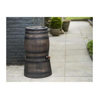 Nature Récupérateur d'eau de pluie 120L coloris imitation bois Ø.50,5 x H.66 cm