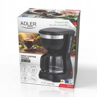 Cafetière à filtre Adler AD 4381B 0,6 L avec fonction anti-goutte et maintien au chaud