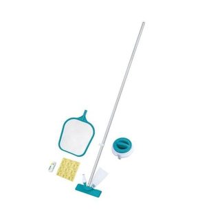 Kit Nettoyage Piscine Bestway AquaClear: Aspirateur, Skimmer, Dosimètre avec Thermomètre, 50 Bandelettes et 9 Trousseaux