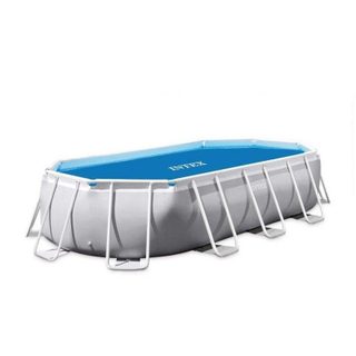 Bâche Solaire à Bulles Intex pour Piscine Ovale 4x2m, 120 Microns, Bleue