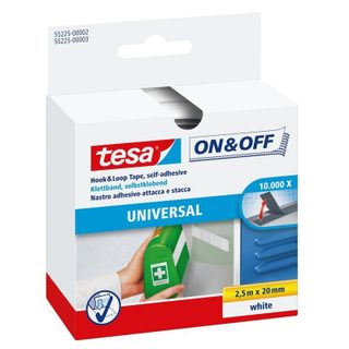 Tesa Bande auto-agrippante à coller On & Off 55225-02-00, 2,5 m x 20 mm