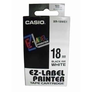 Casio Ruban d'étiquetage XR 18 mm x 8 m, noir sur blanc, compatible étiqueteuses XR-18WE1