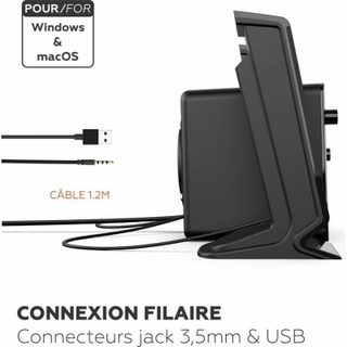 mobility-lab Haut-parleurs Mobility Lab PC 2.1 USB compacts avec câble rétractable