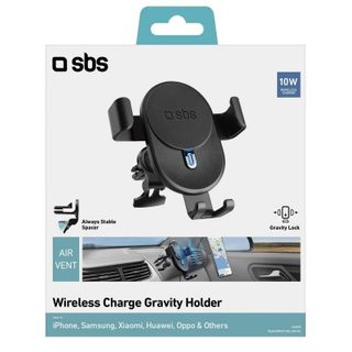 Support téléphone SBS TESUPWIR10CLIPSTG charge sans fil voiture pliable noir