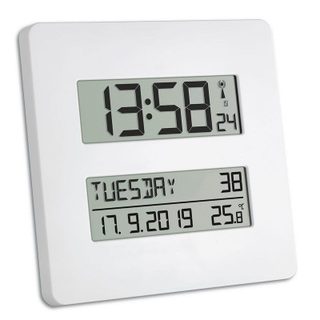 Horloge numerique de bureau TFA Dostmann Time Line LCD blanc