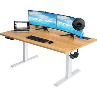 Bureau Gaming GTPLAYER Électrique 140x60 USB Support Casque Marron