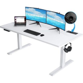Bureau Gaming GTPLAYER Électrique 140x60 USB Support Casque Blanc