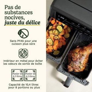 Airfryer Cuisinart AFD10XBLE Double Panier Fenêtre 10,4L 2400W 7 Programmes