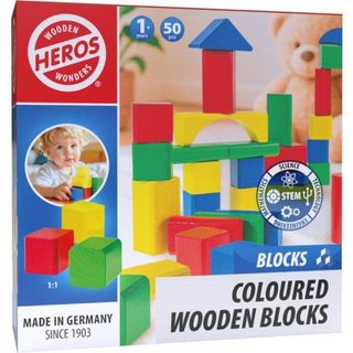 HERSOL Conjunto De Bloques De Construcción De Madera Heros 50 Piezas