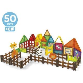 Educa Magnetics Park Zoo Set De Construction Magnétique 50 Pièces Multicolore 4 Animaux 8 Cartes