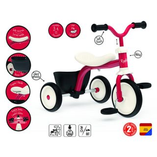 Tricycle Smoby Rookie Rouge Structure Métal Roues EVA 2 à 4 Ans